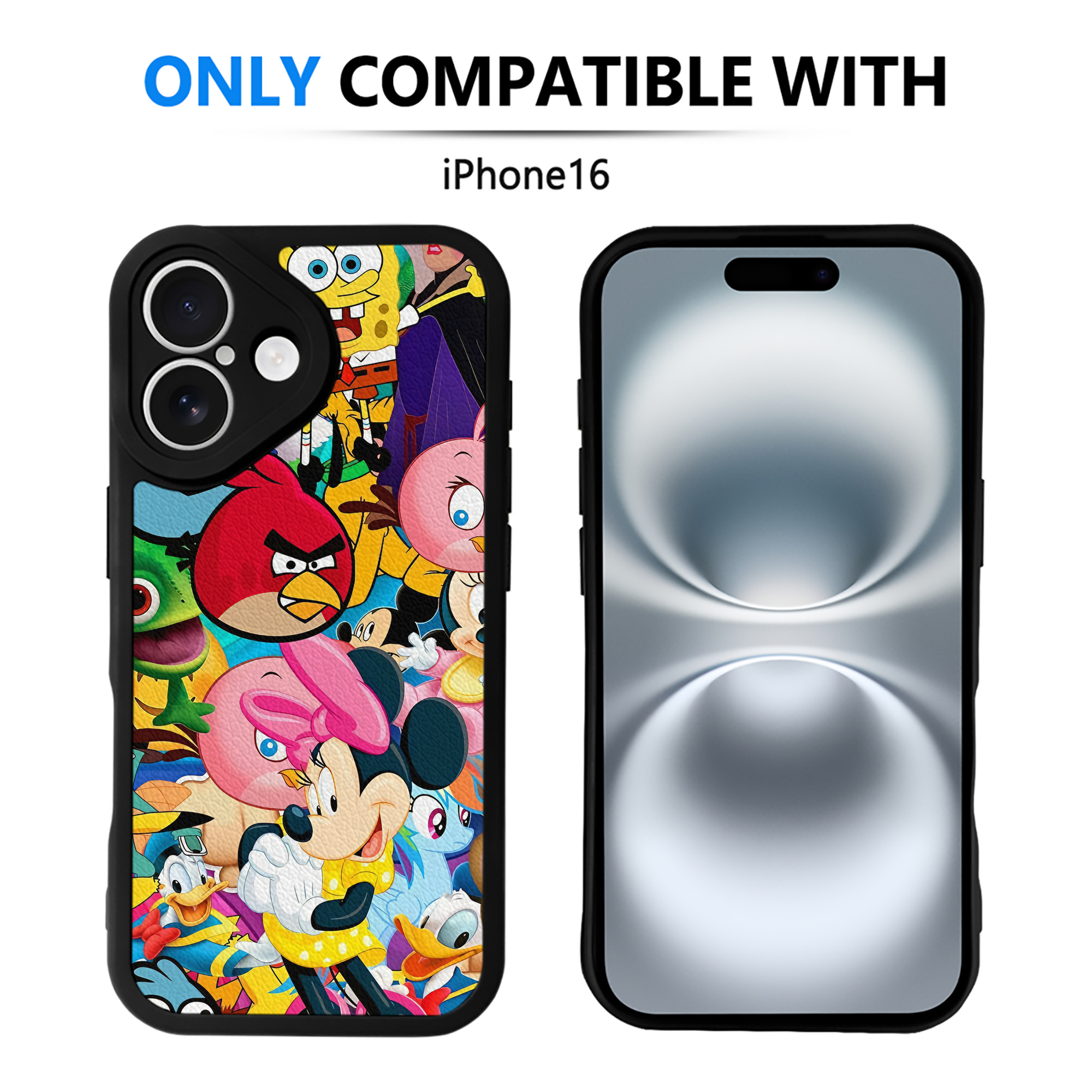 （画像用） Angry Birds アングリーバード 【iPhone 16シリーズ対応】シリコンスマホケース（レザー調） 材質：シリコン